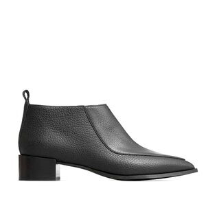 EVERLANE The Boss Black Pebbled Leather Pointed Toe Zip Ankle Booties sz 10